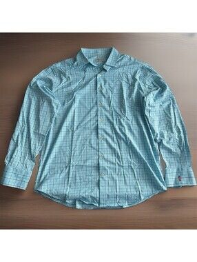 Peter Millar Summer Comfort Button Down Checkered Long Sleeve Shirt Men’s XL